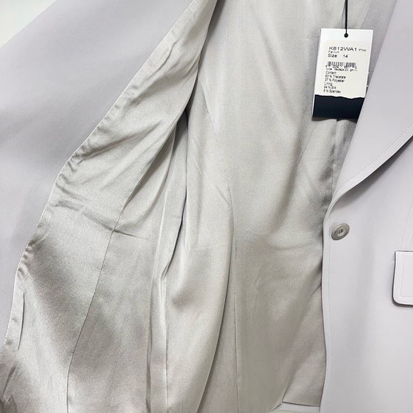 New St. John platinum silk lined blazer black label sz 14 - Picture 6 of 10